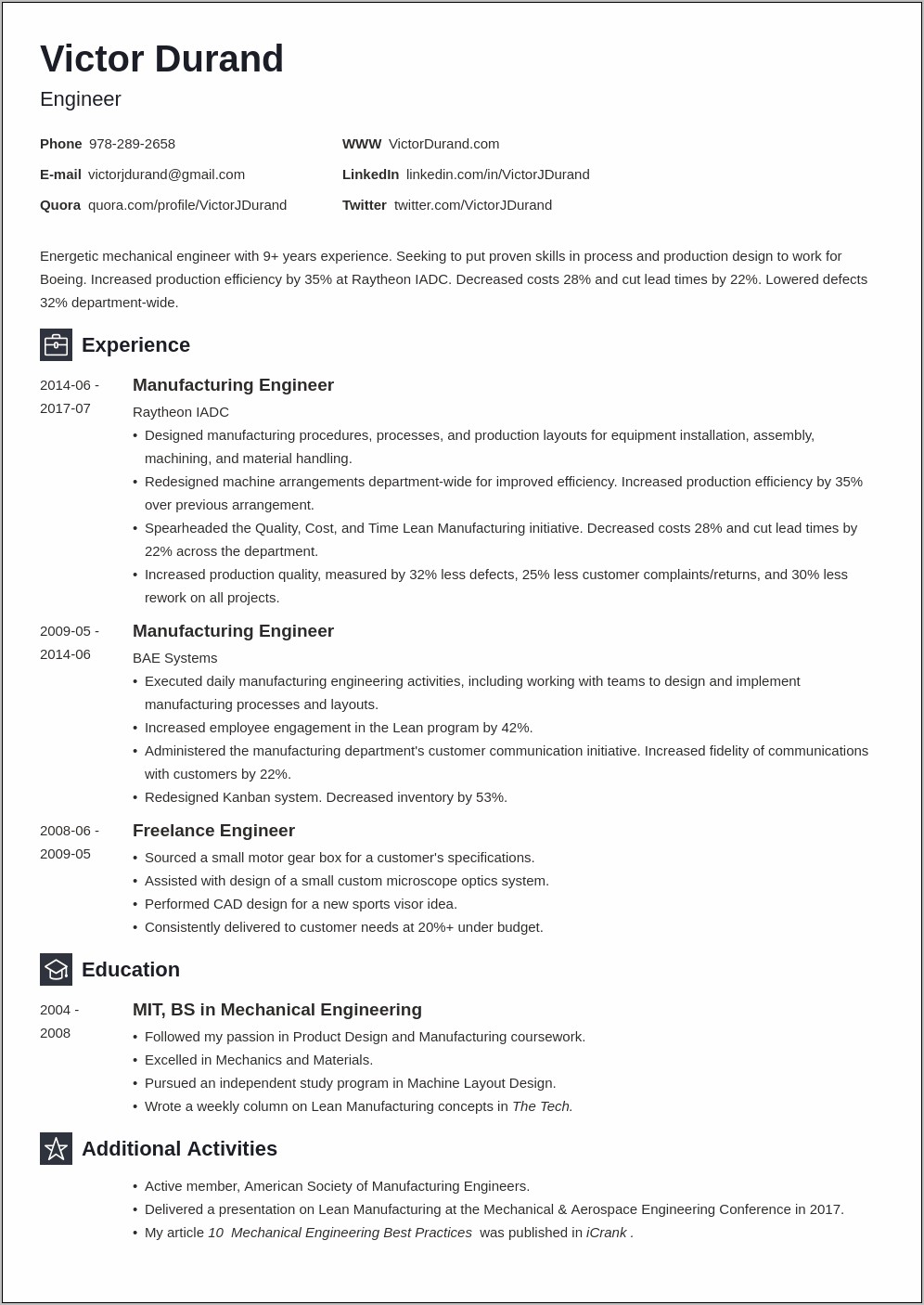 Sample Resume Format For Engineers Freshers