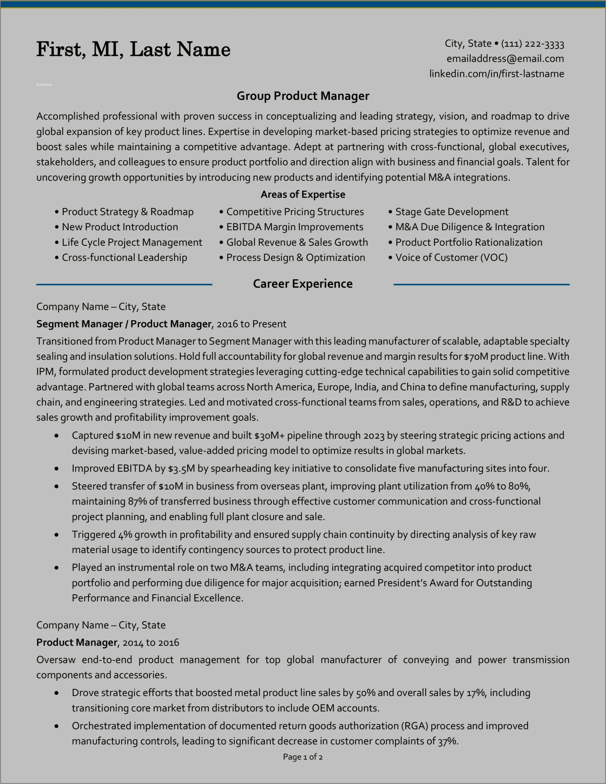Sample Resume Format For Experienced Candidates
