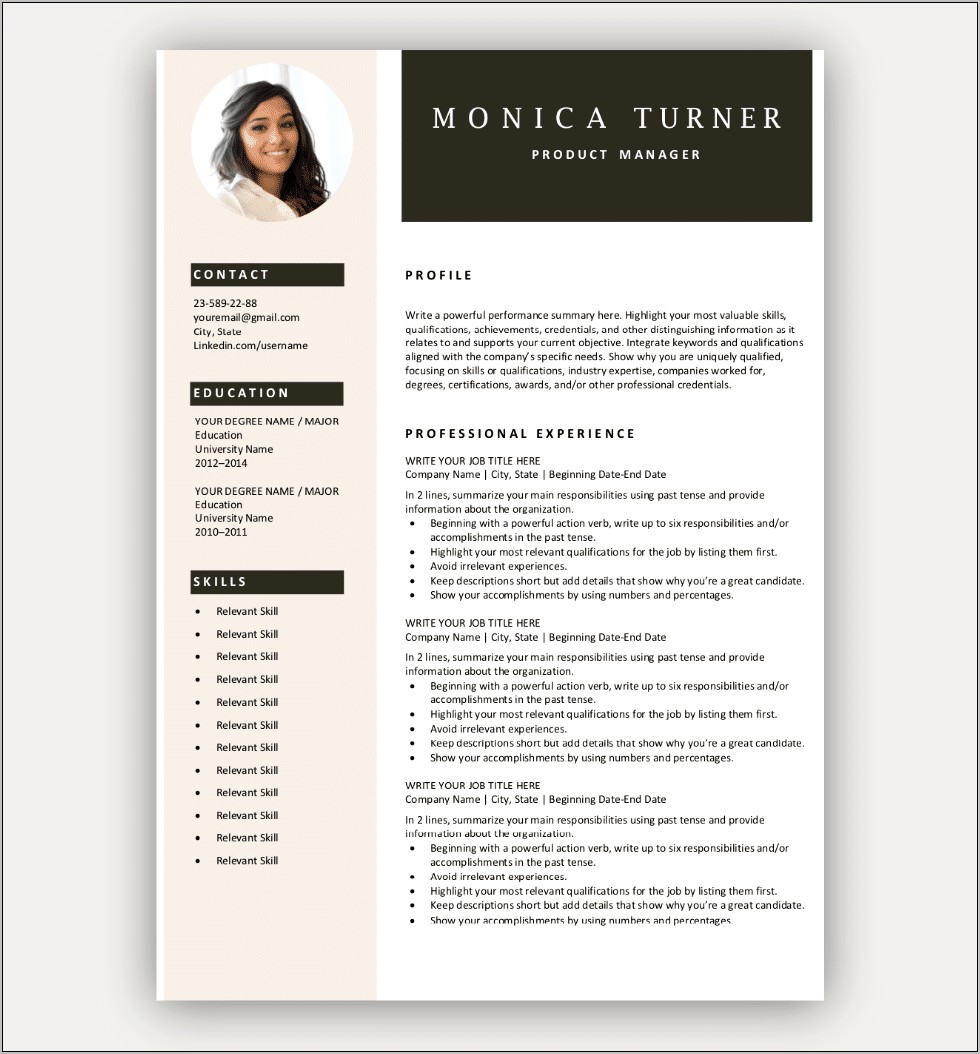 Sample Resume Format For Freshers Free Download