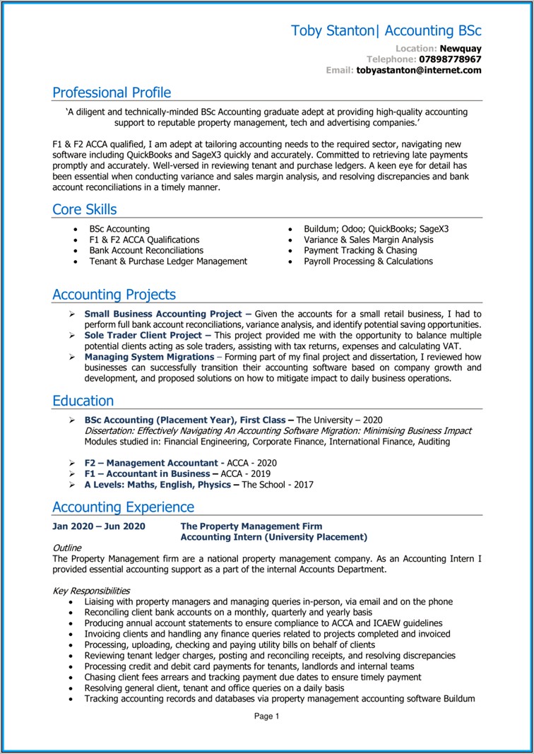 Sample Resume Format For Master Students
