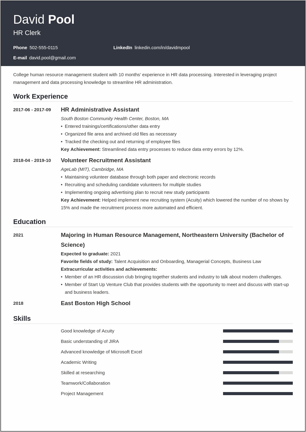Sample Resume Format For Ojt Hrm Students