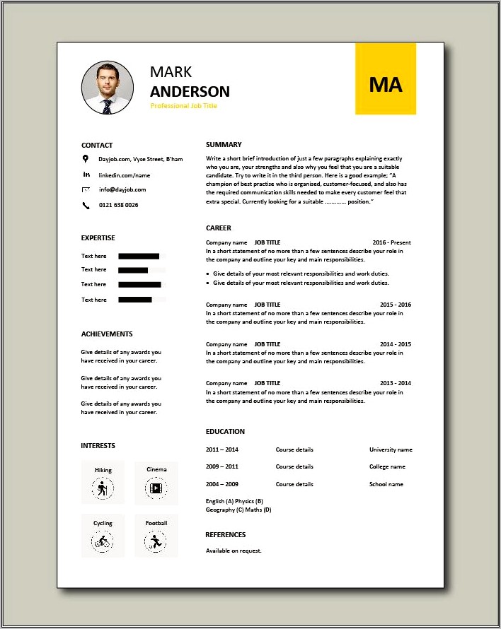 Sample Resume Format With Photo Attached