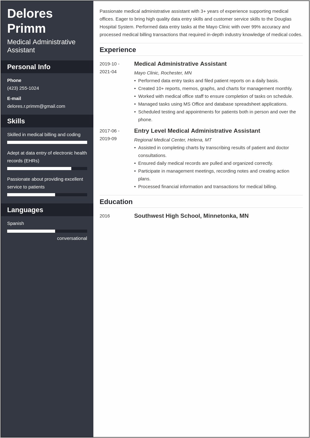Sample Resume Healthcare Administrative With 10 Years Experience