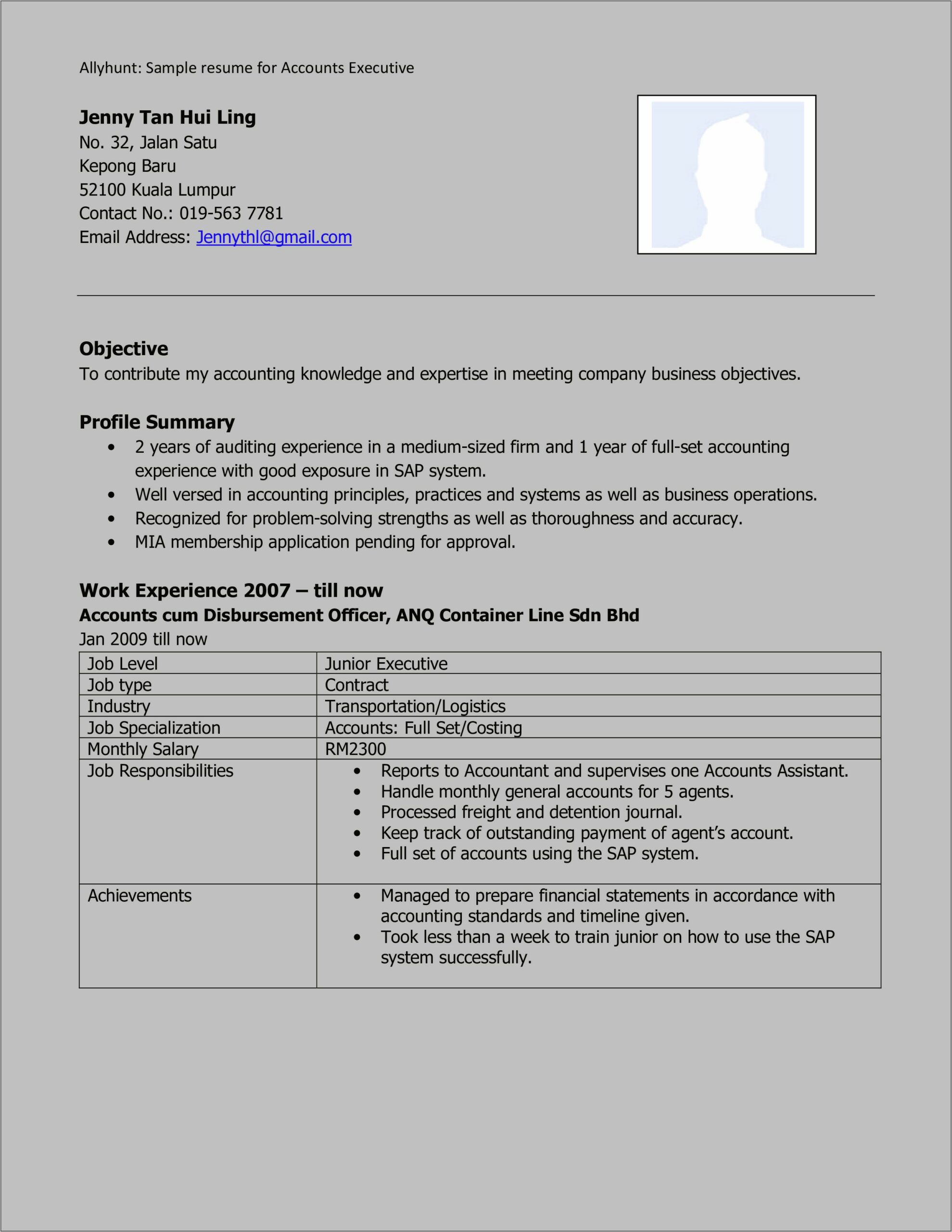 Sample Resume Mid Level Account Manager