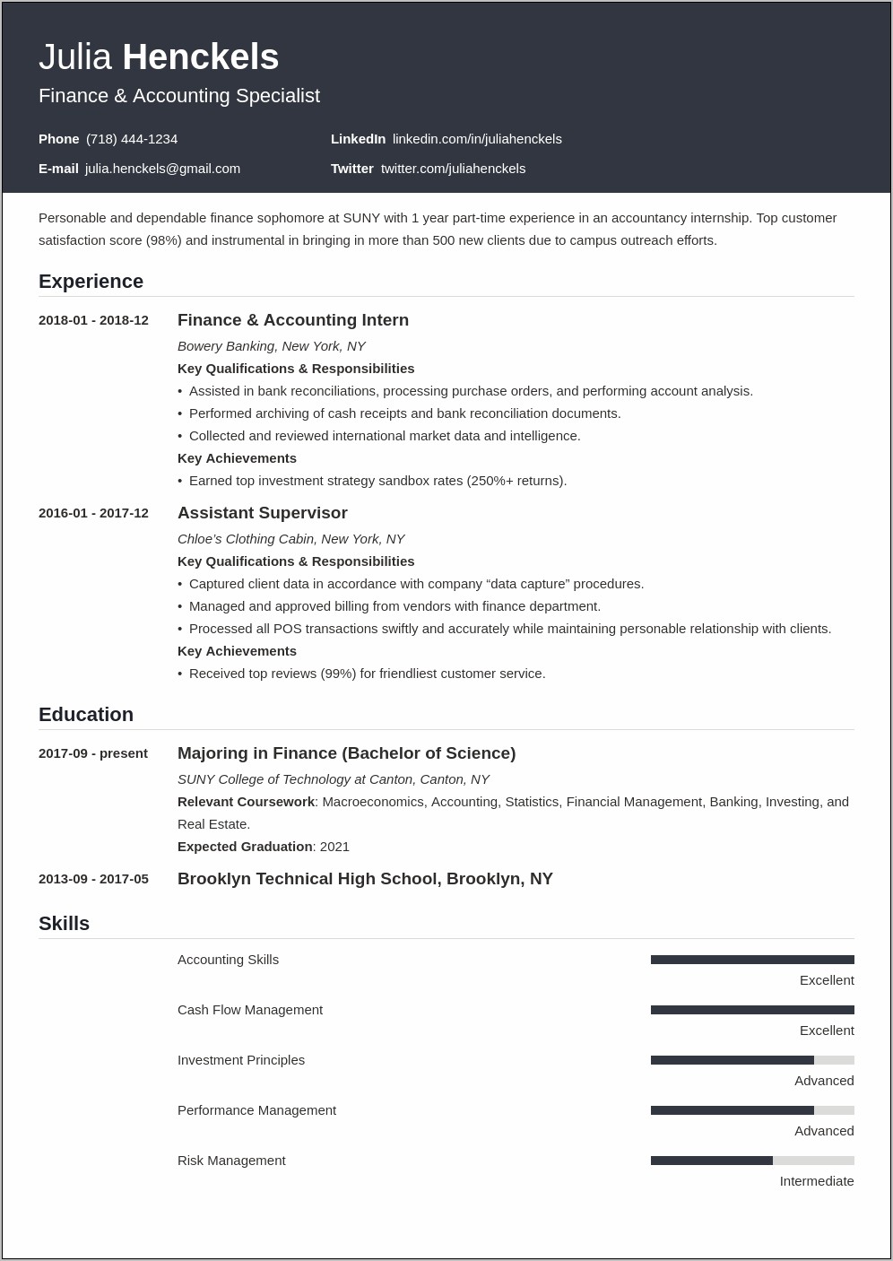 Sample Resume Objective For College Senior