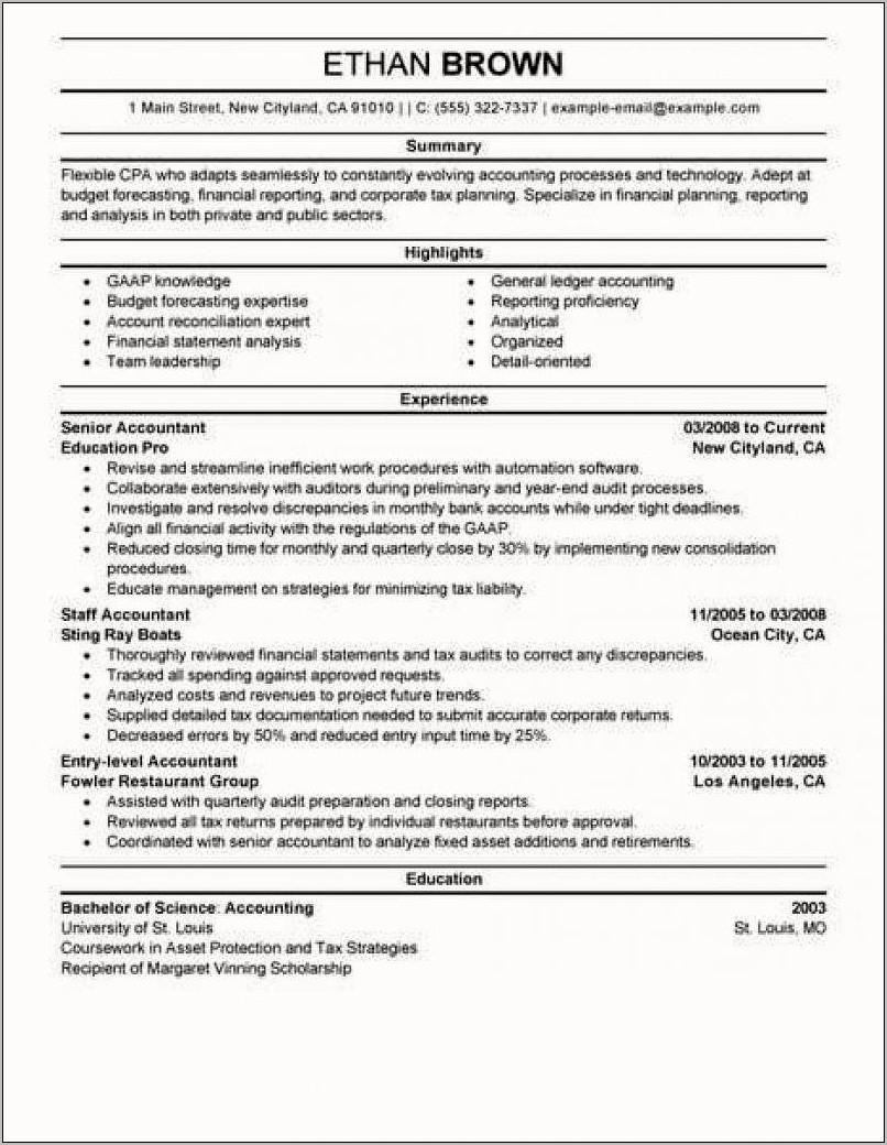 Sample Resume Objective Statements For Accounting