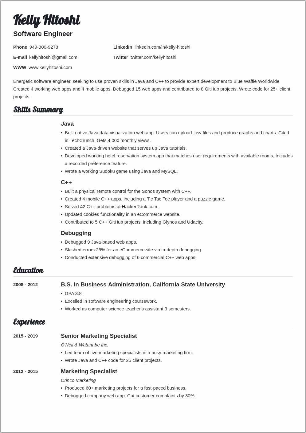 Sample Resume Objectives For Changing Careers