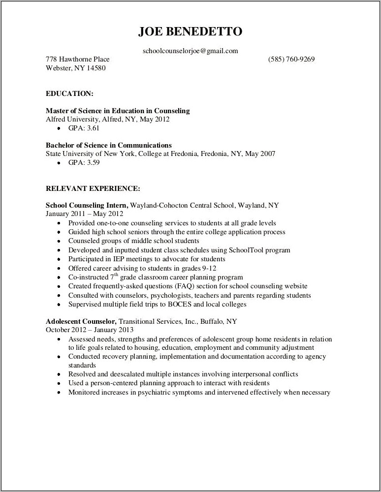 Sample Resume Objectives For College Applications