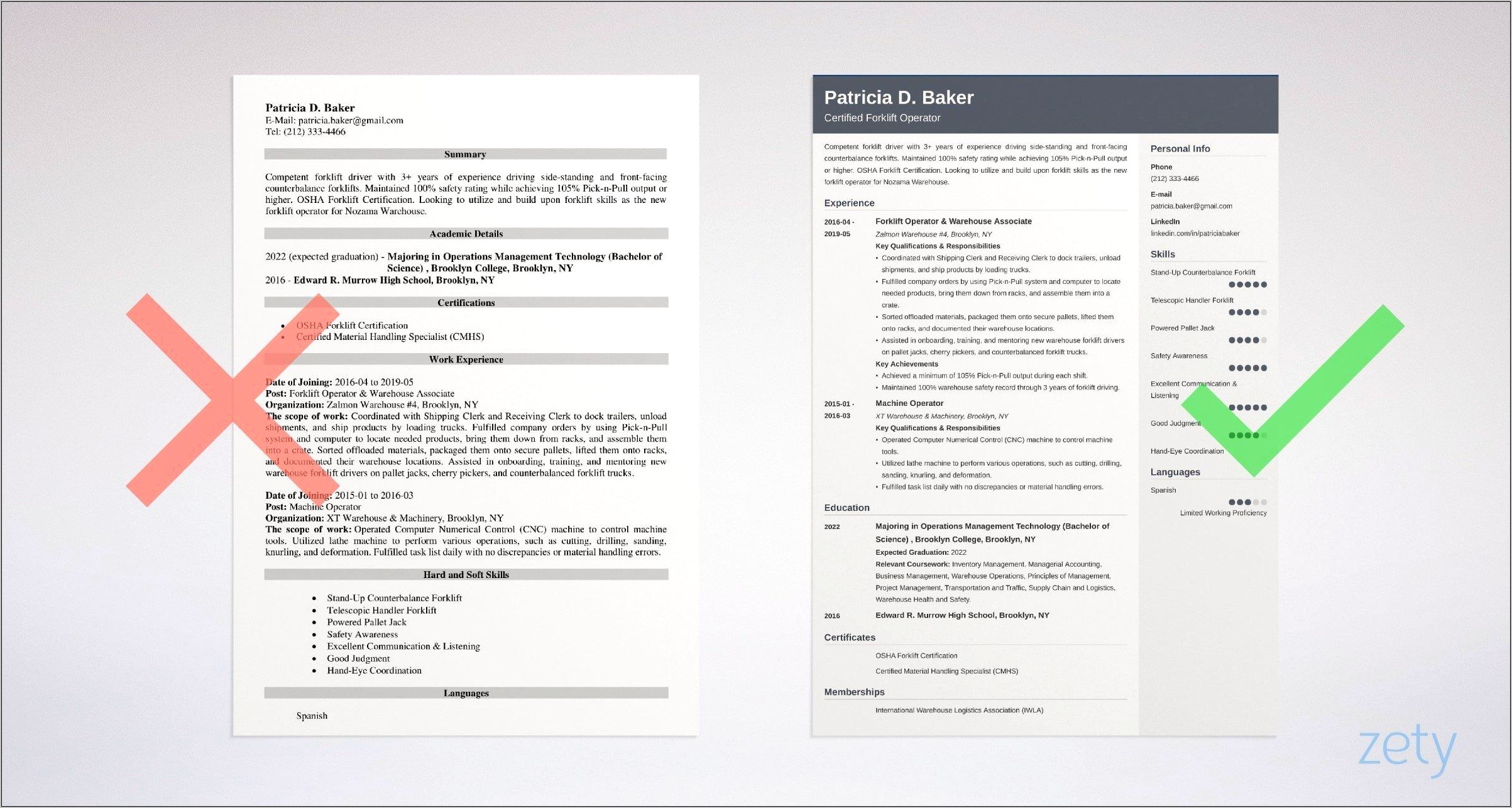Sample Resume Objectives For Forklift Operator