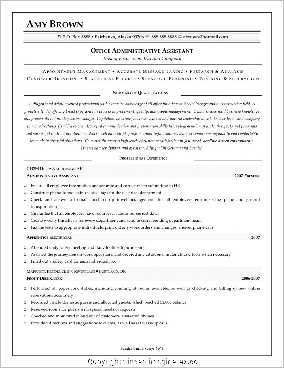 Sample Resume Of Assistant Manager Administration