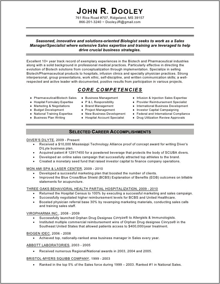 Sample Resume Of Business Develpment Officer In Pharmaceutical
