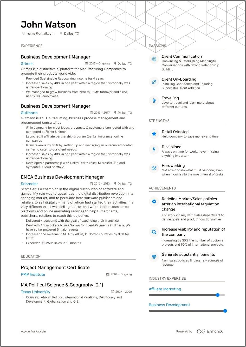 Sample Resume Of Business Develpment Officer