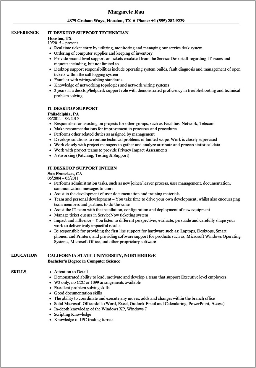 Sample Resume Of Email Support Executive