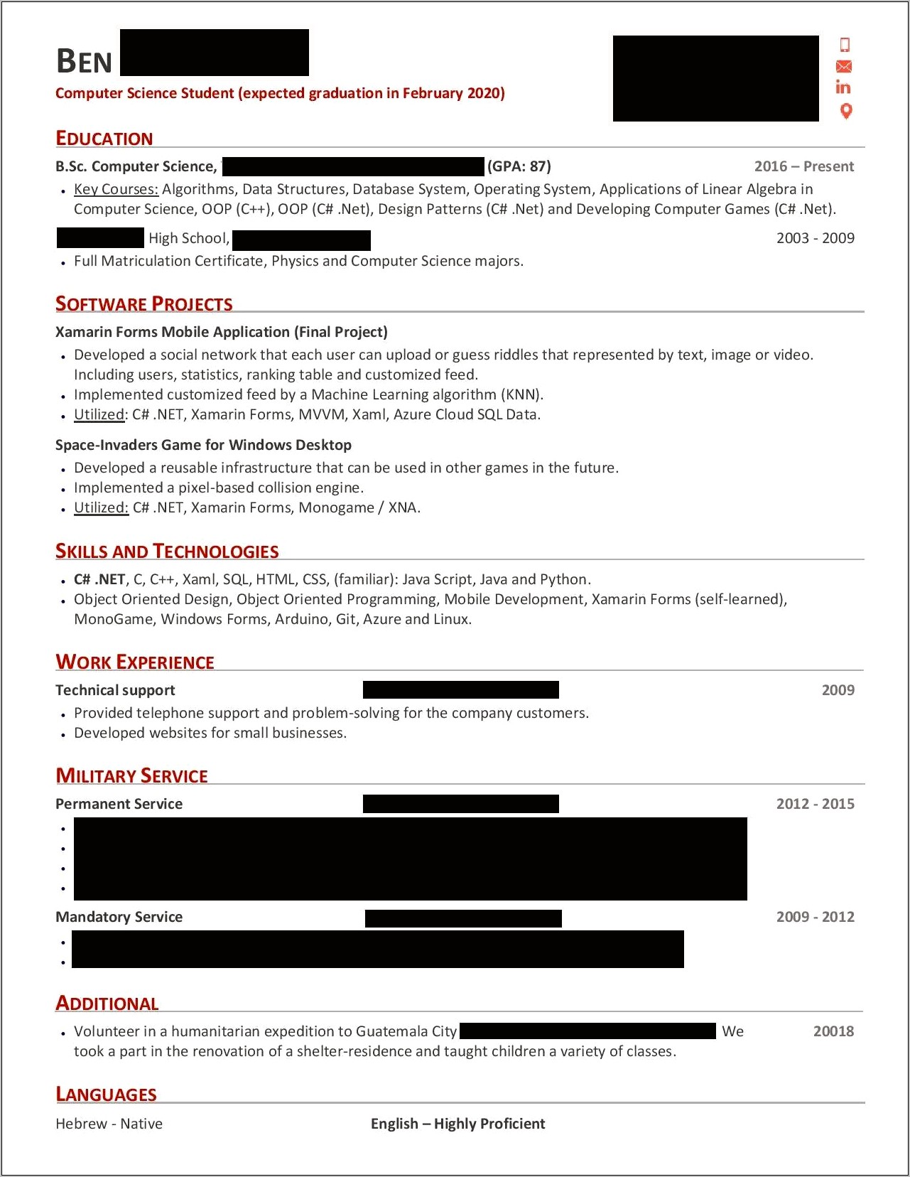 Sample Resume Of Fresh Graduate Computer Science
