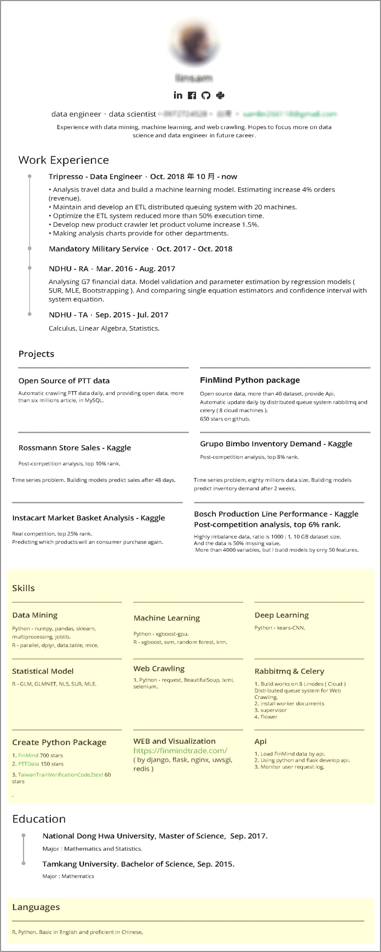 Sample Resume Of Python Dveloper No Experience