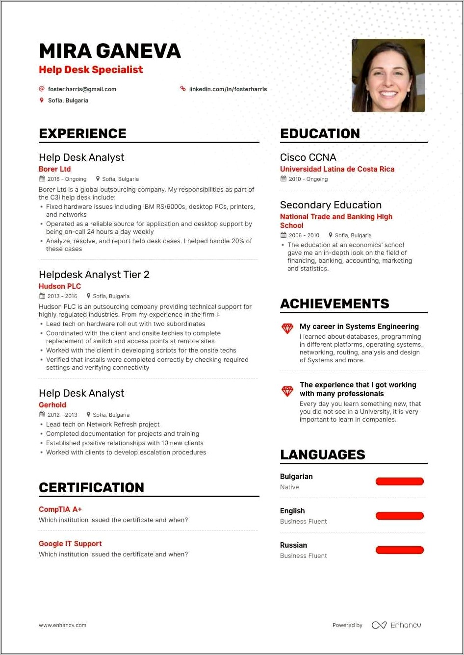 Sample Resume Of Service Desk Analyst