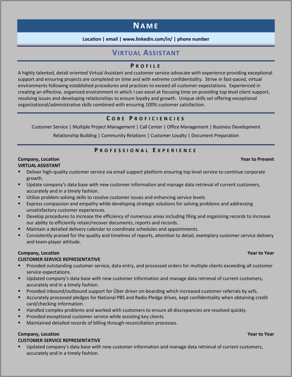 Sample Resume Personal Assistant No Experience