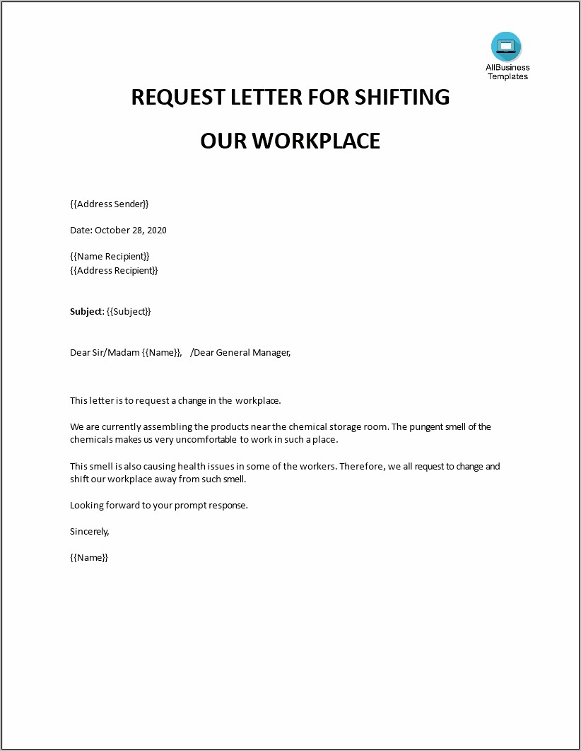 Sample Resume Shift Change Request Letter