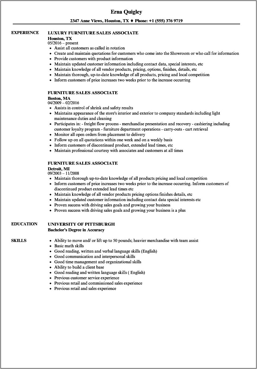 Sample Resume Skills For Sales Clerk