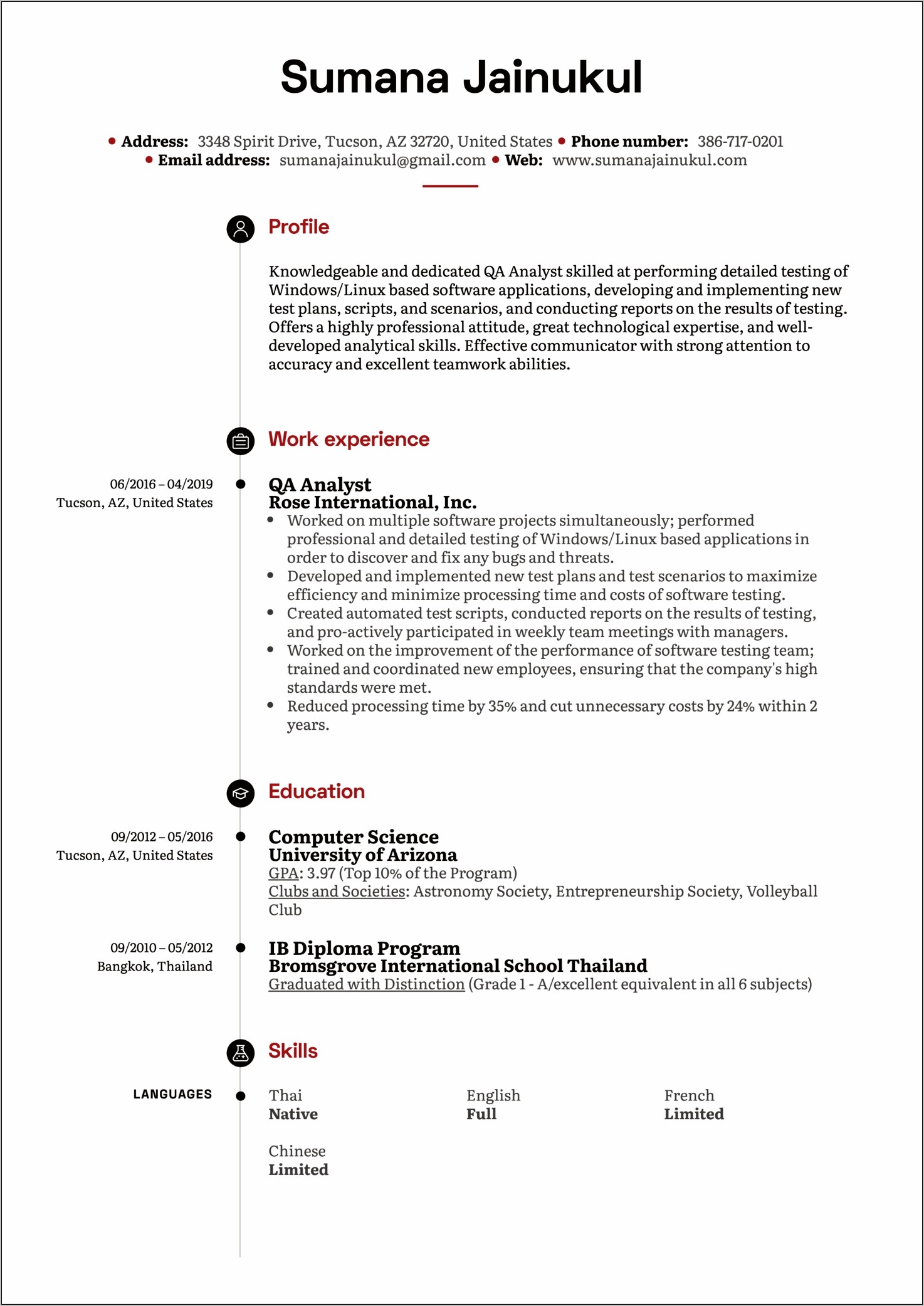 Sample Resume Strong Analytical Skills Example