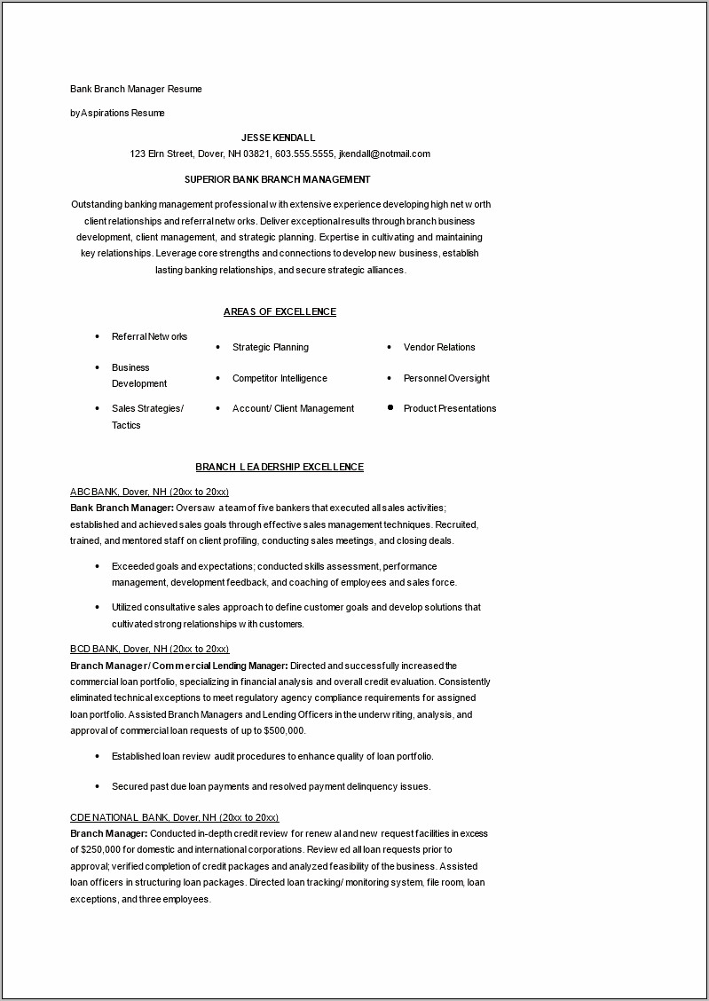 Sample Resume To Apply For Bank Jobs