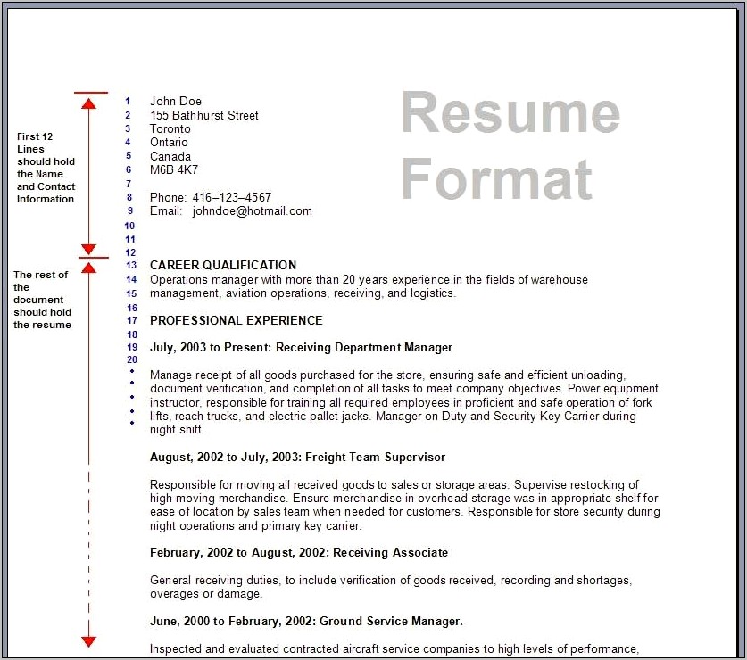 Sample Resume To Apply To Canada From Usa