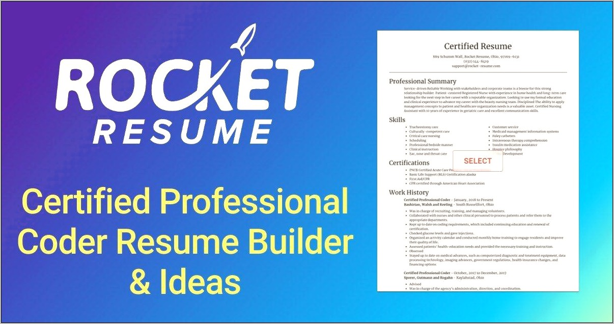Sample Resume With Certified Professional Coder Listed