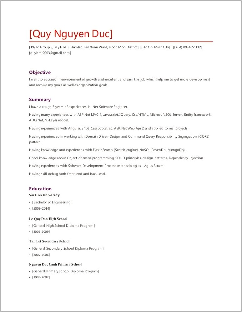 Sample Resume With Design Patterns And Solid Principles
