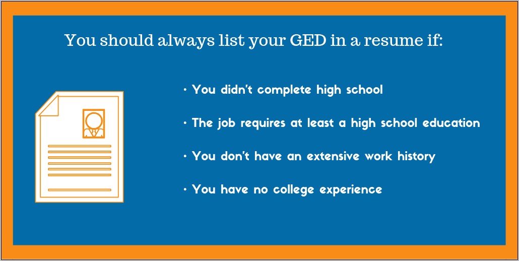Sample Resume With Ged As Education