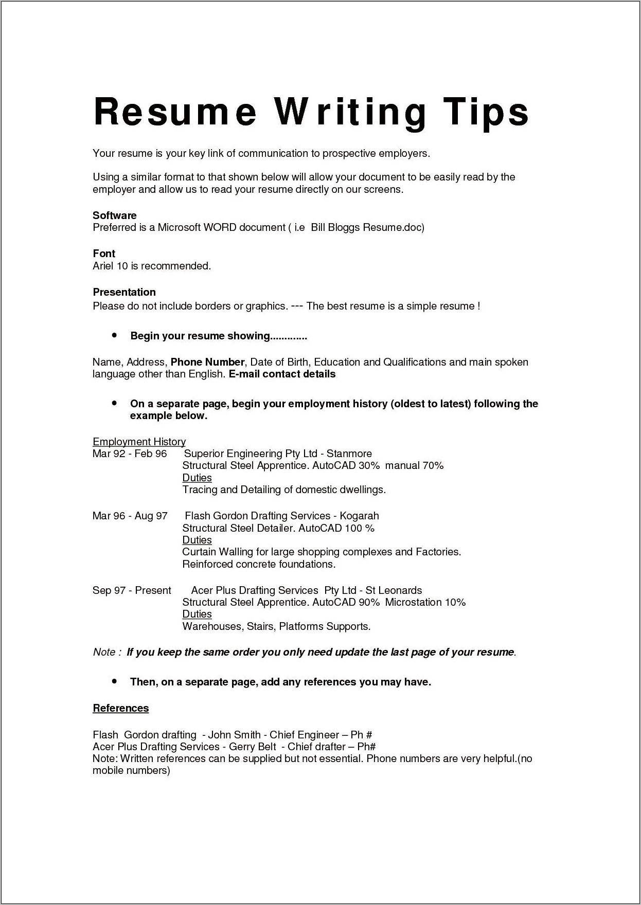 Sample Resume With No Employment Dates