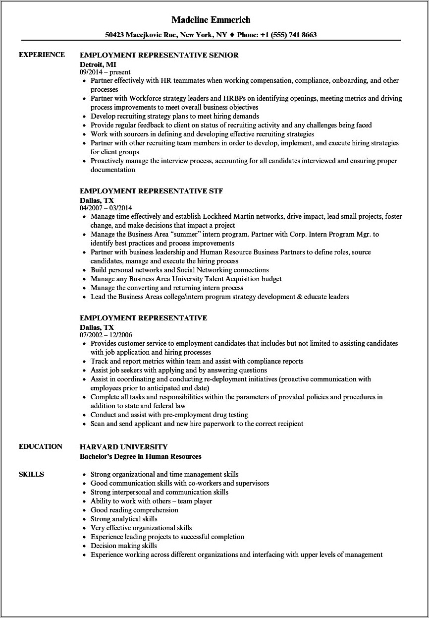 Sample Resume With Temp Jobs Listed