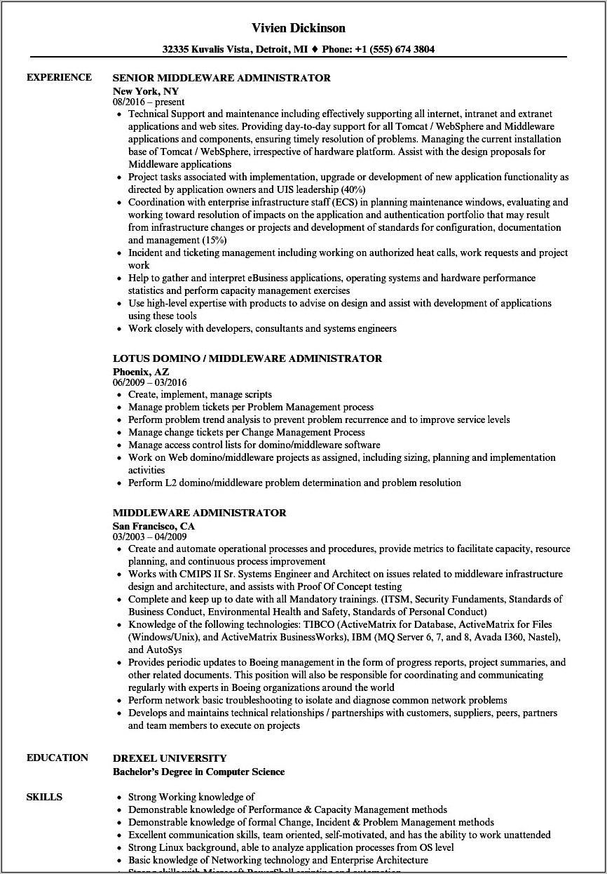 Sample Resume With Wps Technology Knowledge