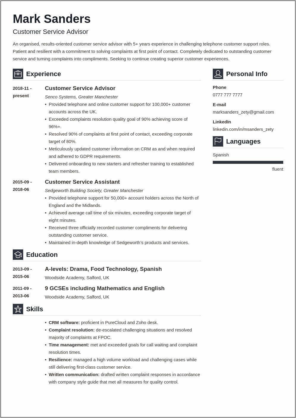 Sample Resume Wording For Client Escalations