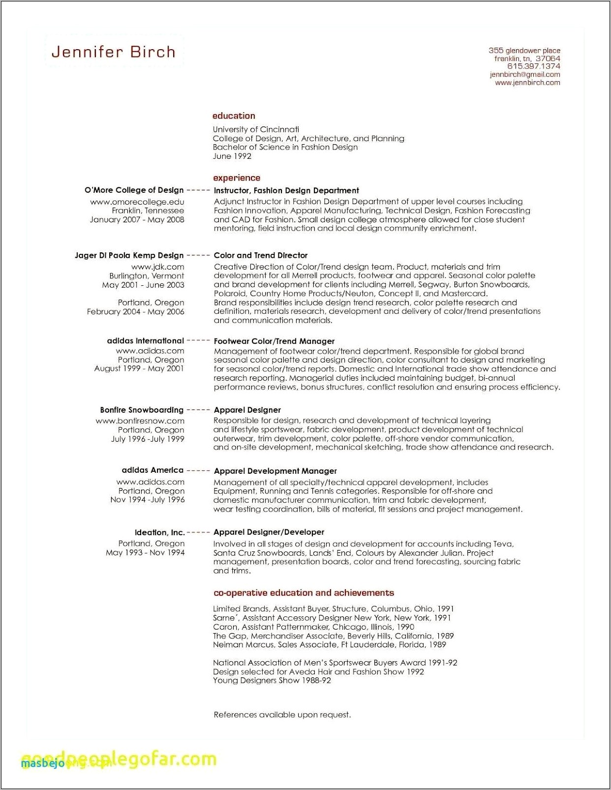 Sample Resume Working For Department Of Tennessee