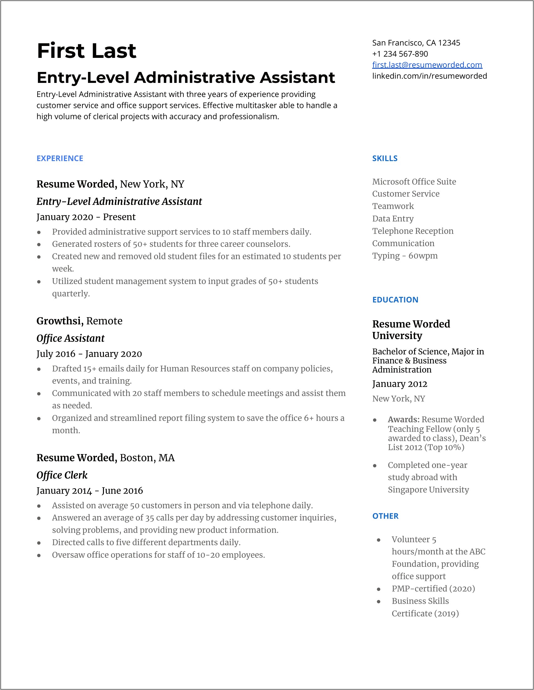 Sample Resumes For Administrative Positions In Education