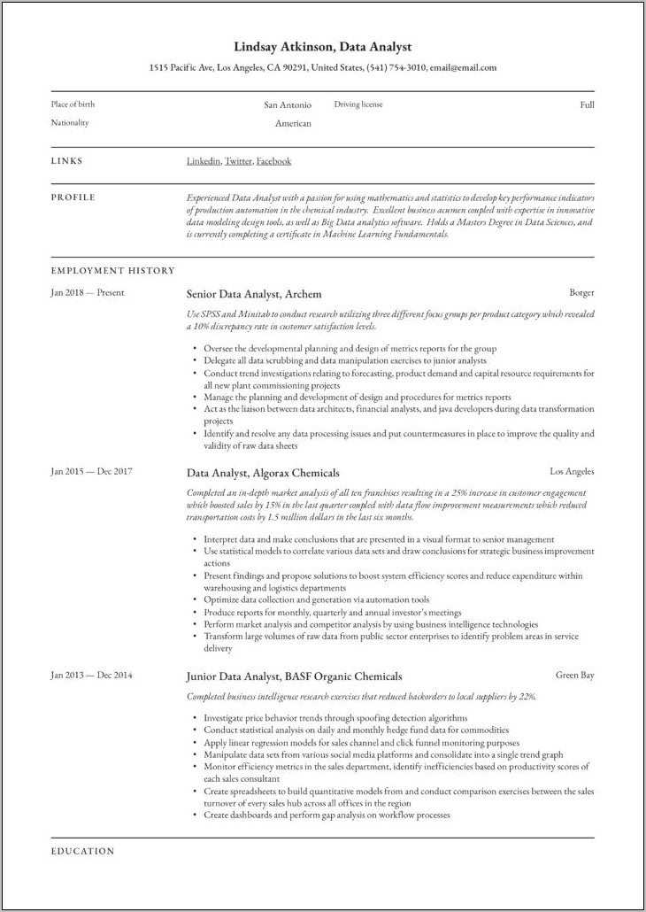 Sample Resumes For Information Technology Multiple Companies