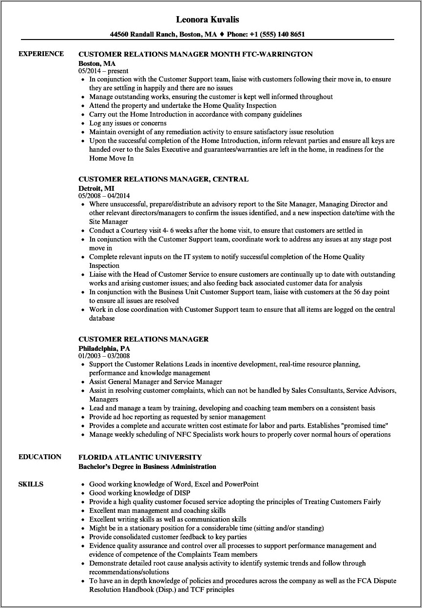 Sample Summary For Client Relations Manager Resume