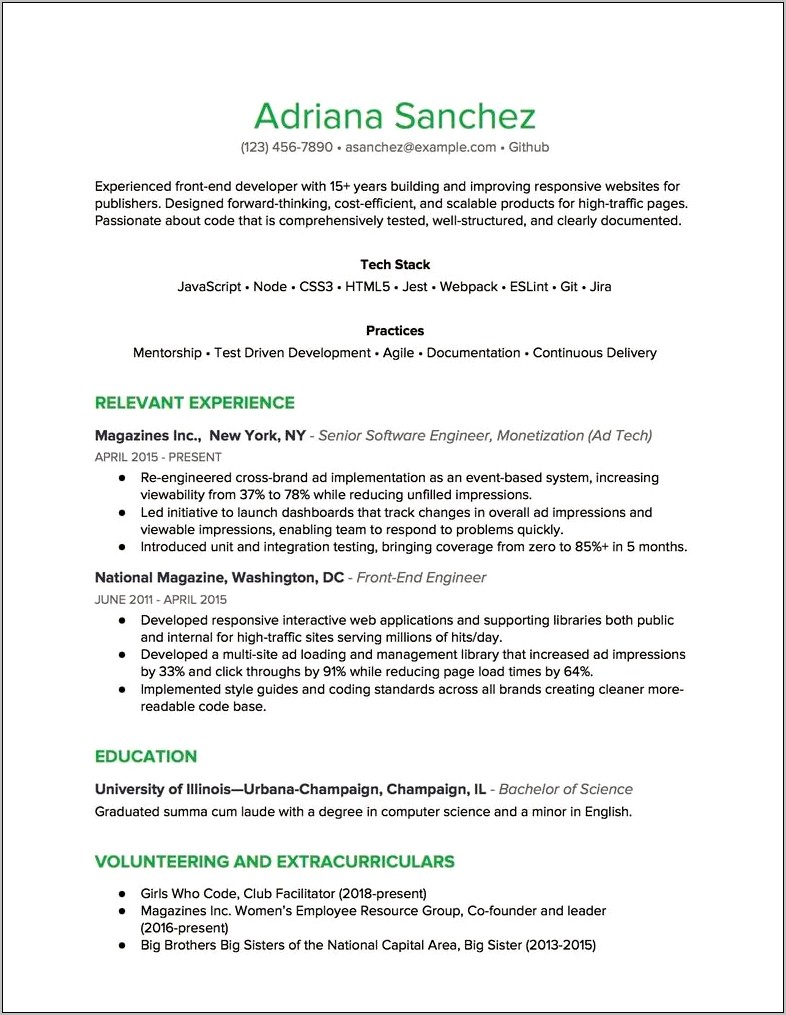 Samples Of A Combination Resume For Management