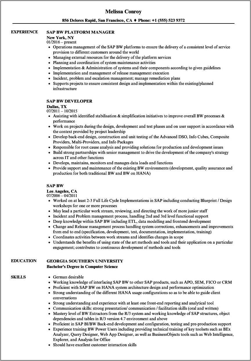 Sap Abap Resume 2 Years Experience Free Download