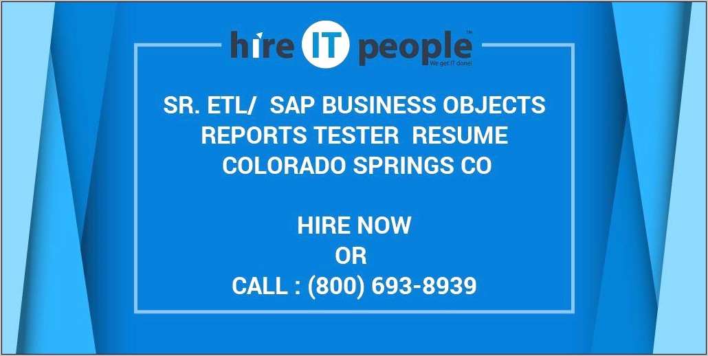 Sap Business Objects Report Testing Resume