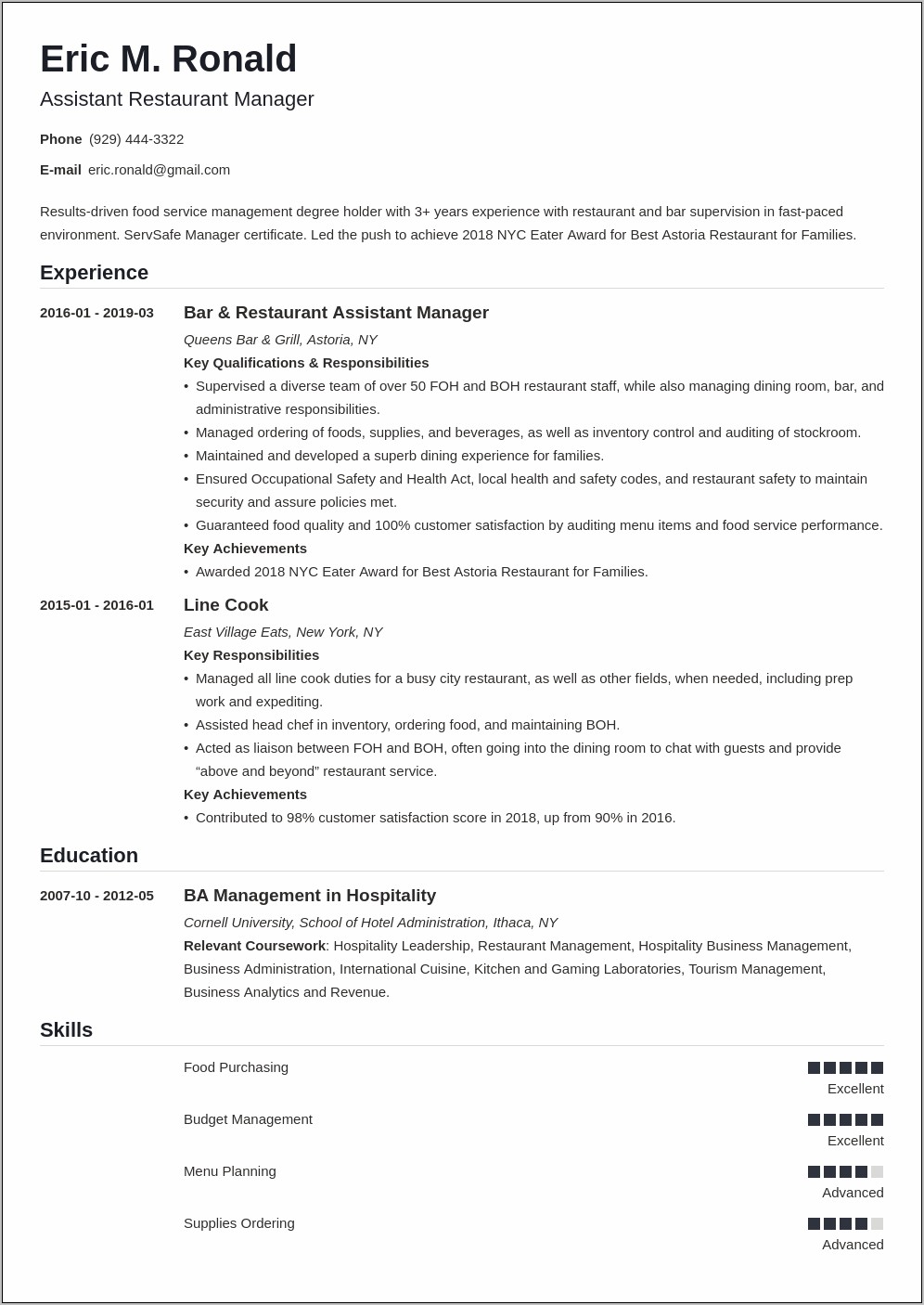 School Cafeteria Manager Job Description For Resume