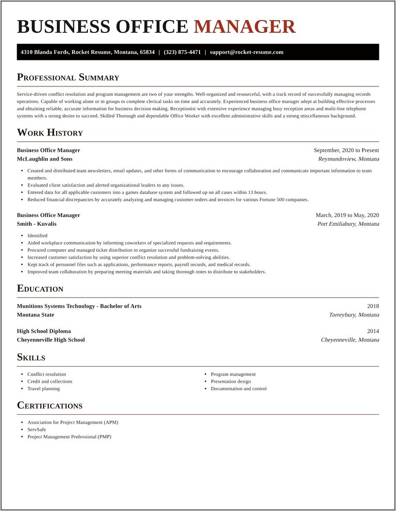 School Office Manager Resume Occupational Education