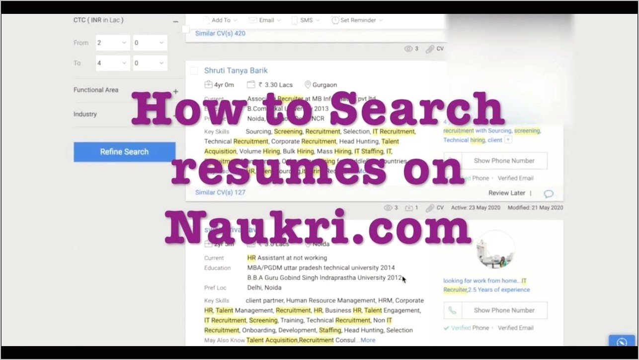 Search Free Resumes On Naukri Com
