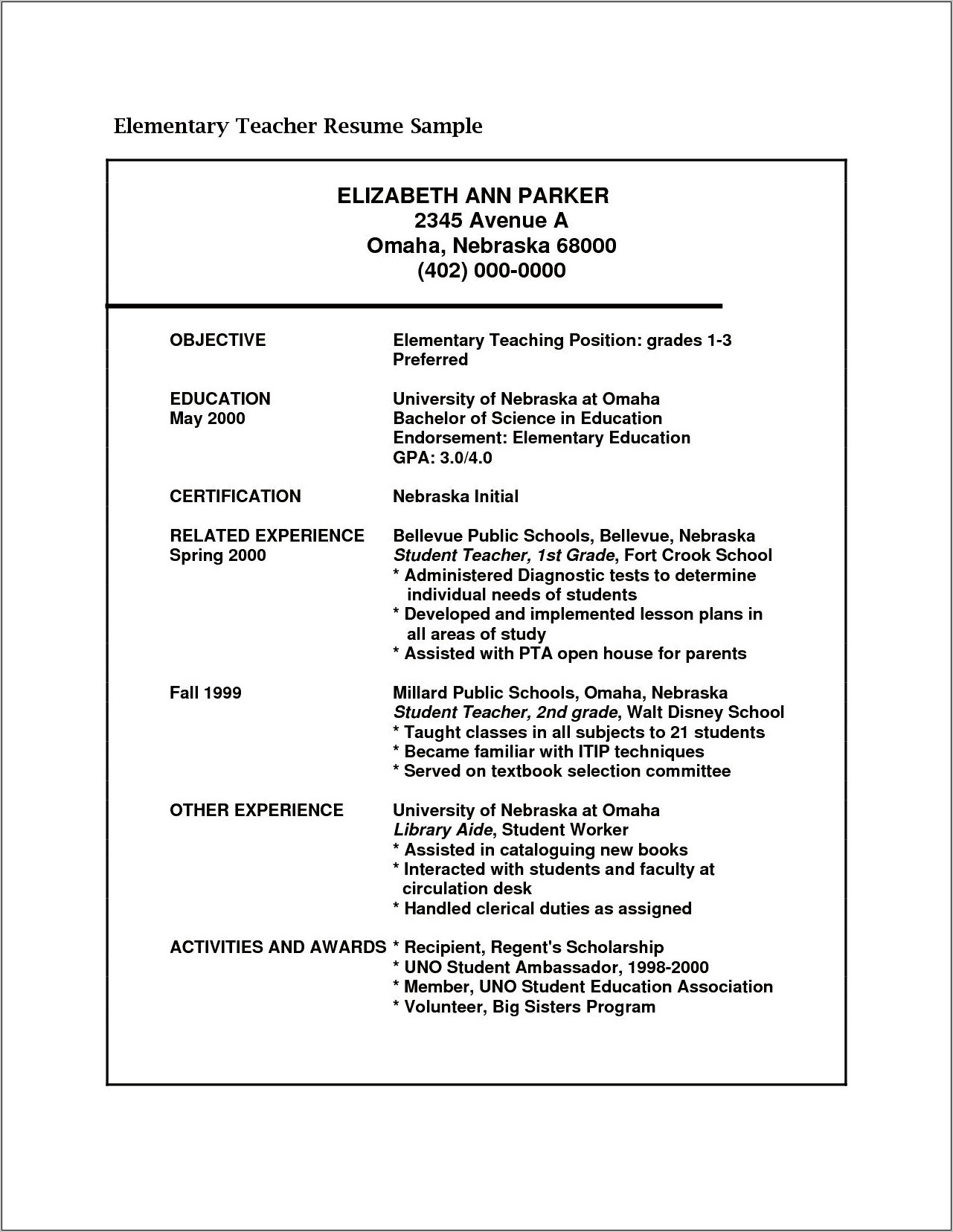 Second Grade Teacher Job Description Resume