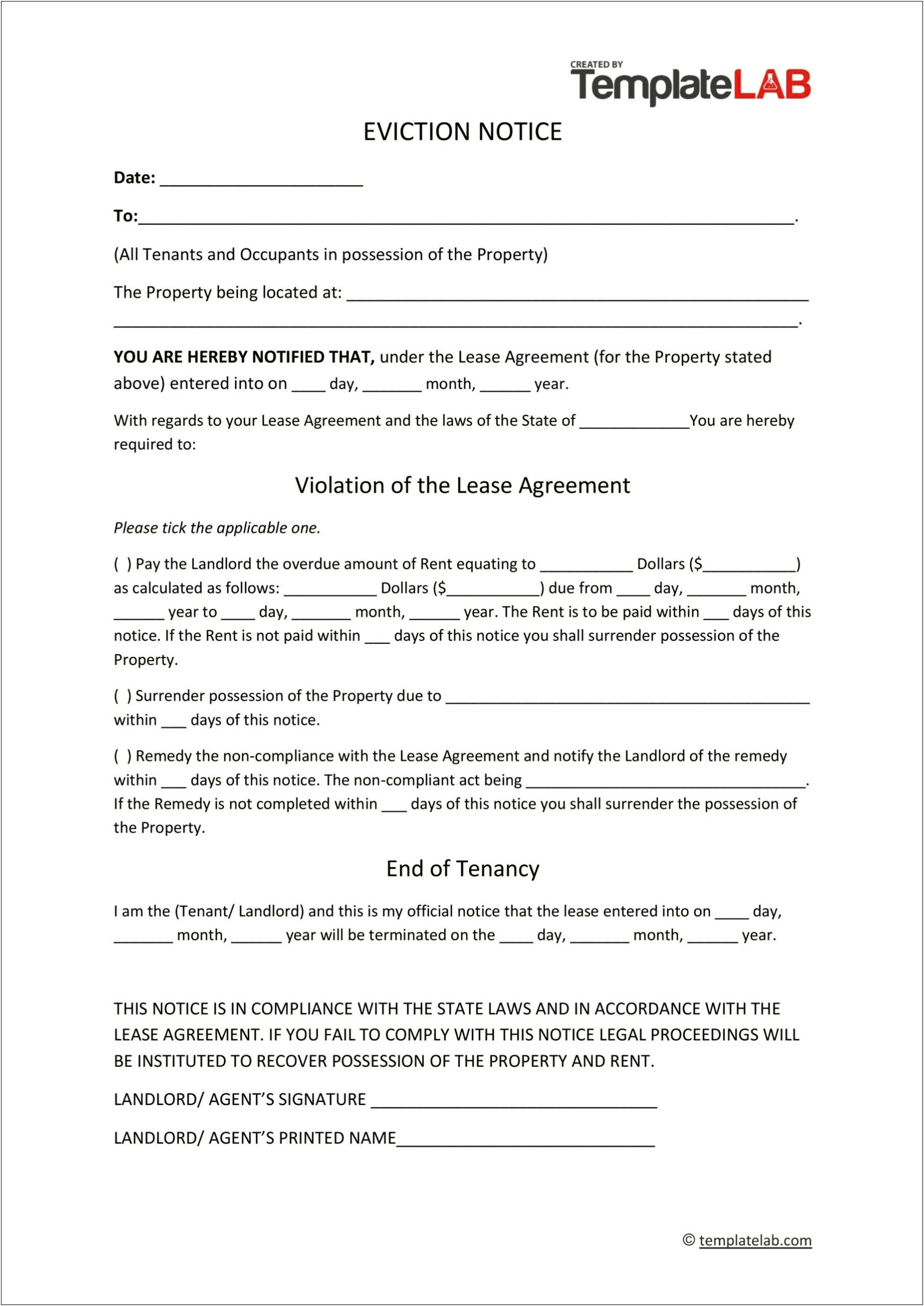 Section 8 Eviction Notice Template Free