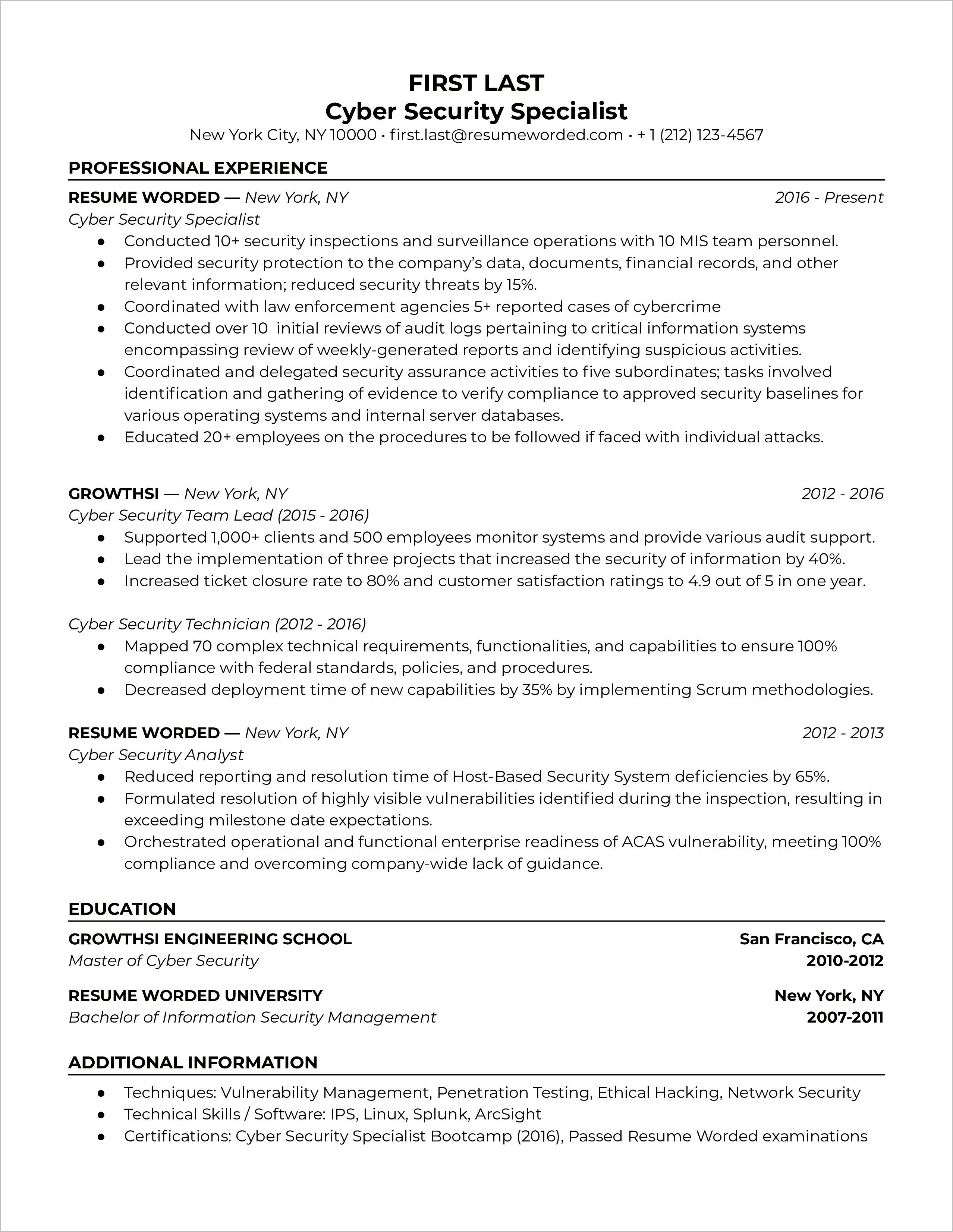 Security Director Of Operations Sample Resume