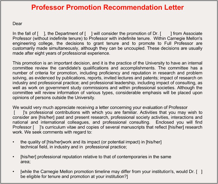 Sending Resume To Professor For Recommendation Letter