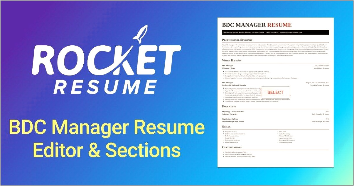 Service Bdc Job Description For Resume