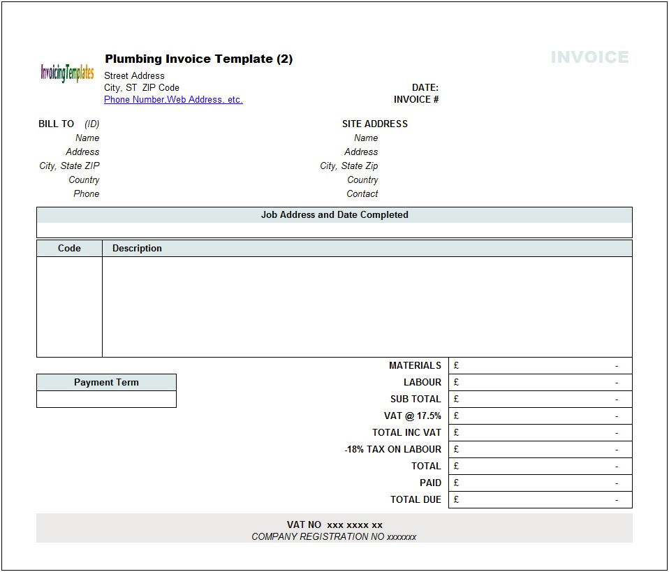 Service Invoice Template Excel Download Free