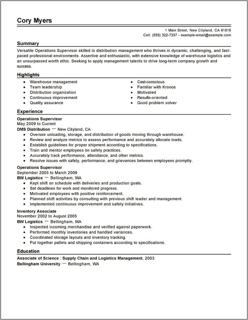 Shift Supervisor Experience Look Good On Resume